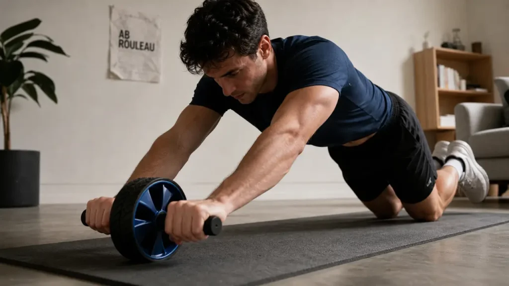 A b wheel : ab wheel sur genoux, dos droit, gainage
