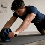 A b wheel : ab wheel sur genoux, dos droit, gainage