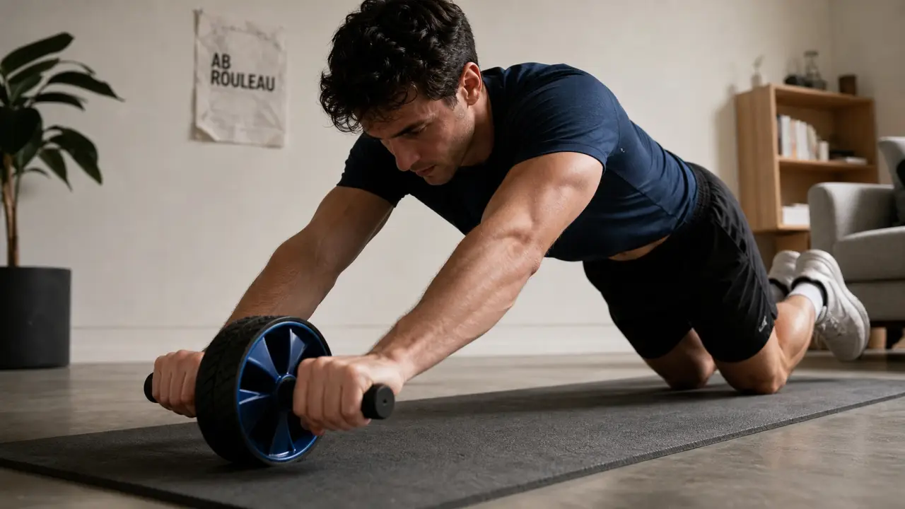A b wheel : ab wheel sur genoux, dos droit, gainage