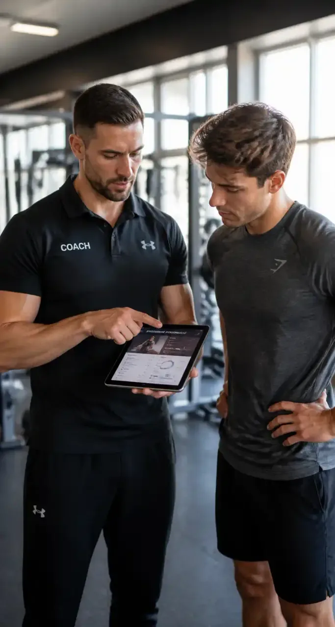Coach sportif accompagnant un programme personnalisé
