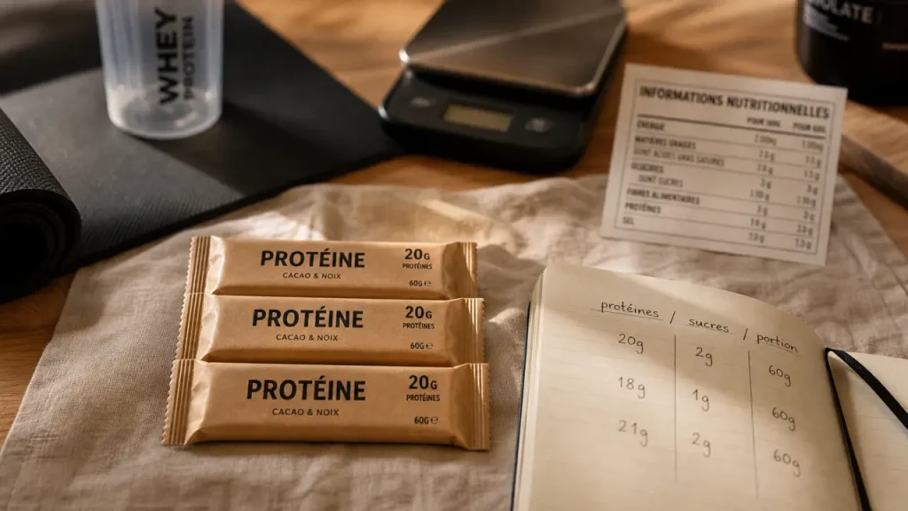 Meilleures barres protéinées : 15 à 20 g de protéines, sucres bas
