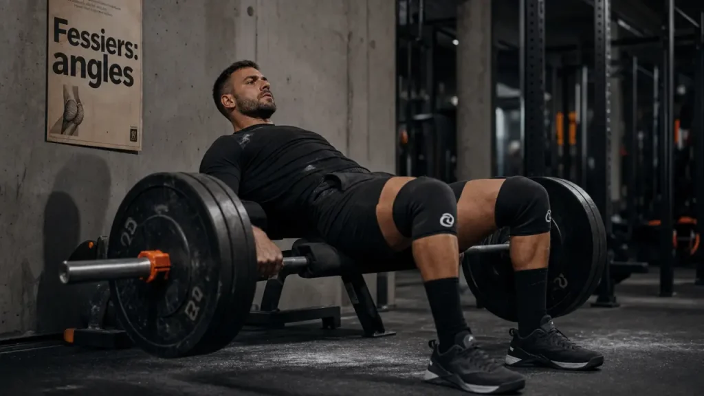 Muscler fessier homme : hip thrust en salle, homme sur banc