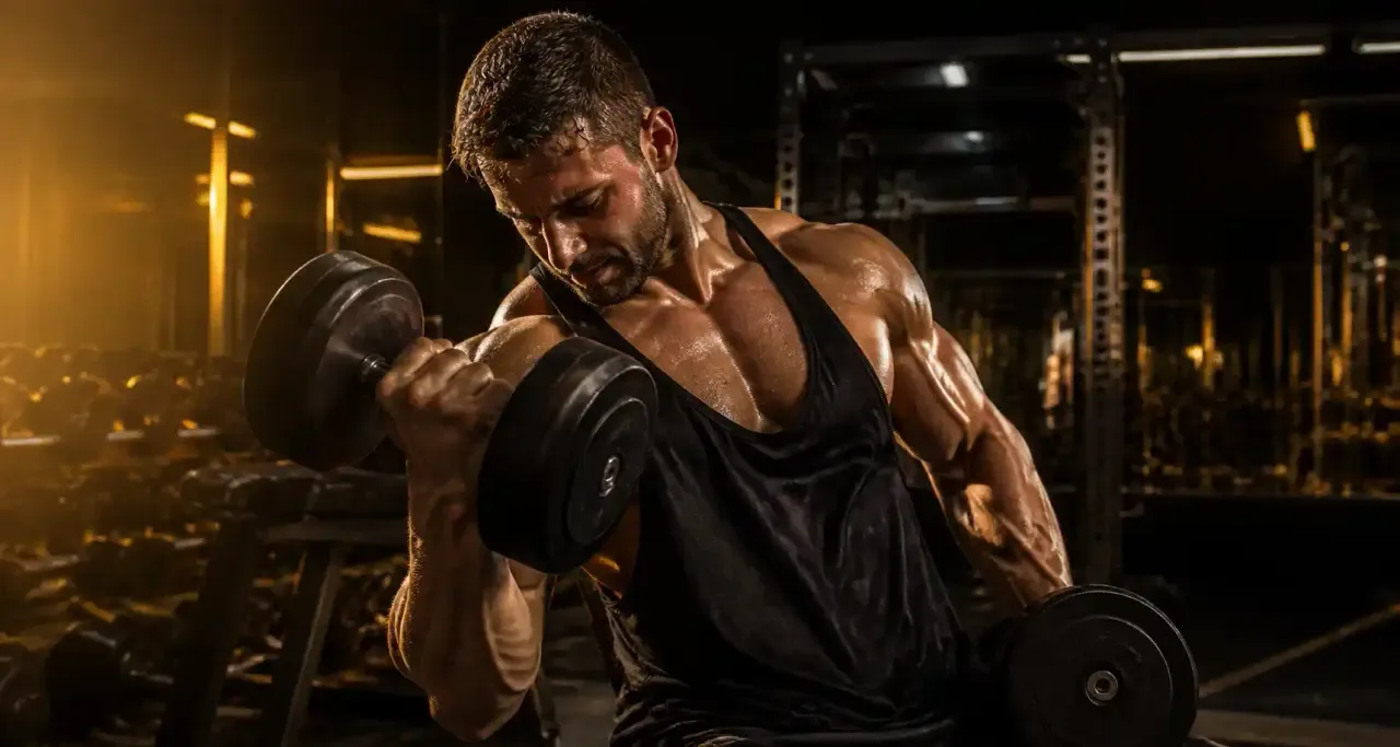 Haltères et bancs dans une salle de musculation