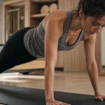 Pilates avant après : femme fait un gainage, posture plus droite