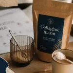 Collagène marin AM Nutrition : poudre en shaker sur table bois claire