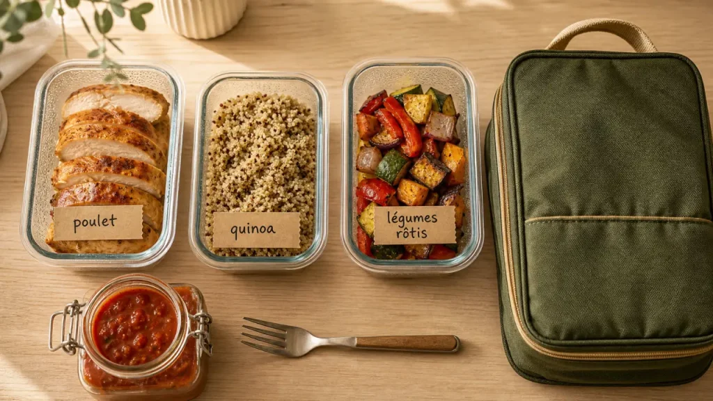Meal prep sportif : boîtes repas de la semaine et sac isotherme