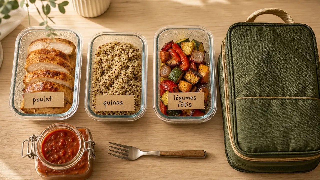 Meal prep sportif : boîtes repas de la semaine et sac isotherme