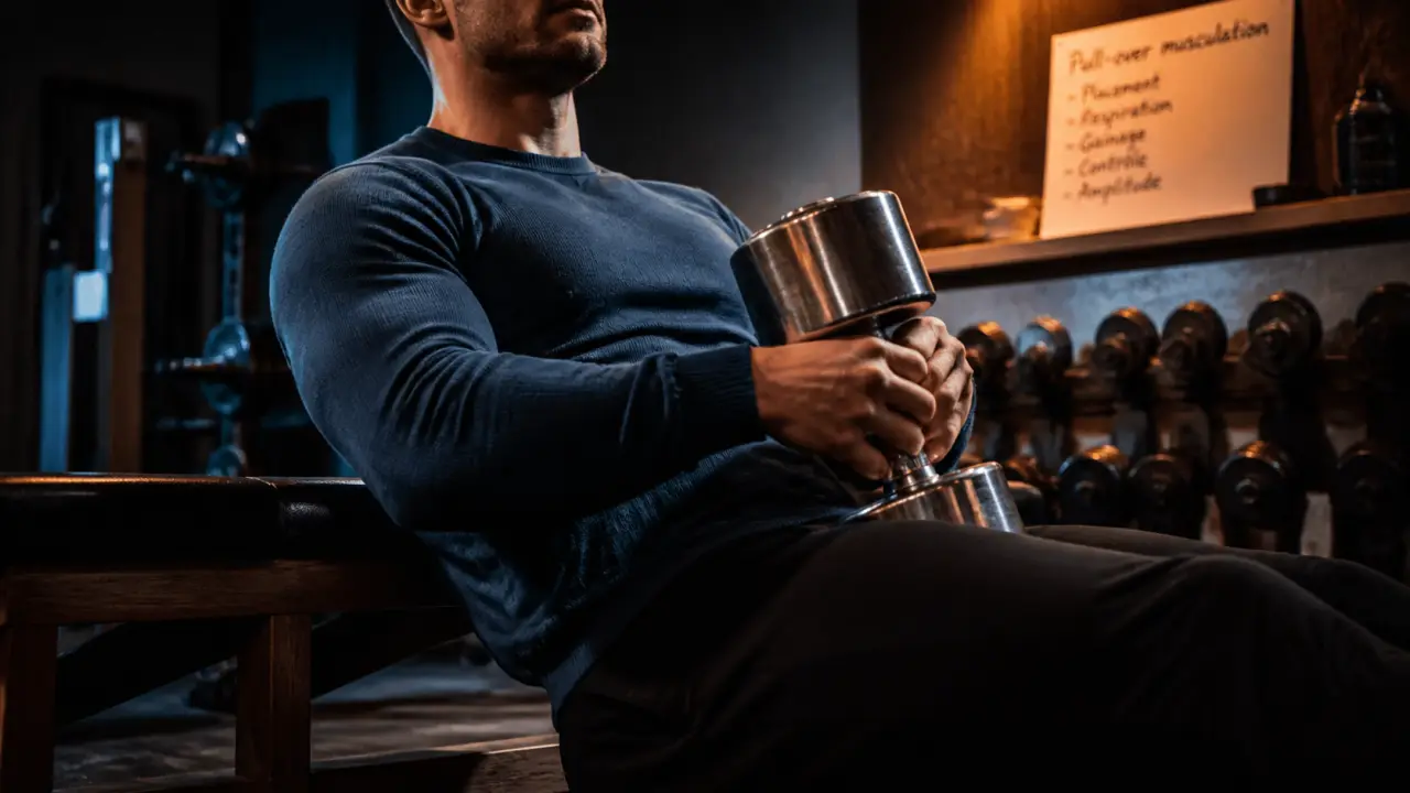 Pull over musculation dos ou pectoraux : placement des bras sur banc