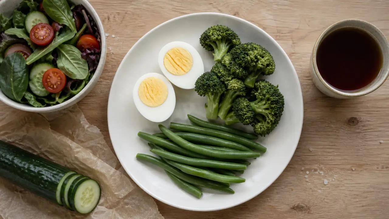 Régime œuf menu : assiette d’œufs durs et légumes