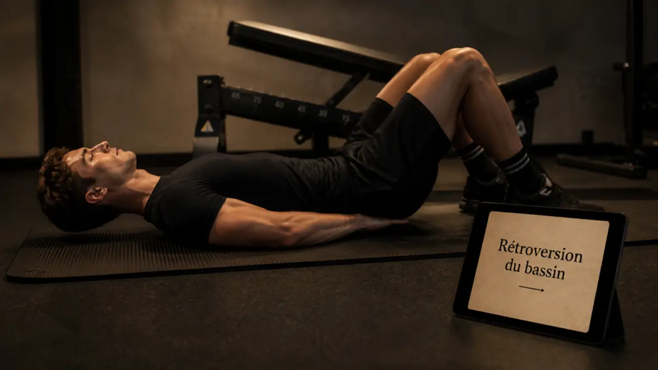 Relevé de jambes : rétroversion du bassin en salle de sport