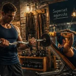 Superset musculation : curl barre et triceps poulie en salle de sport