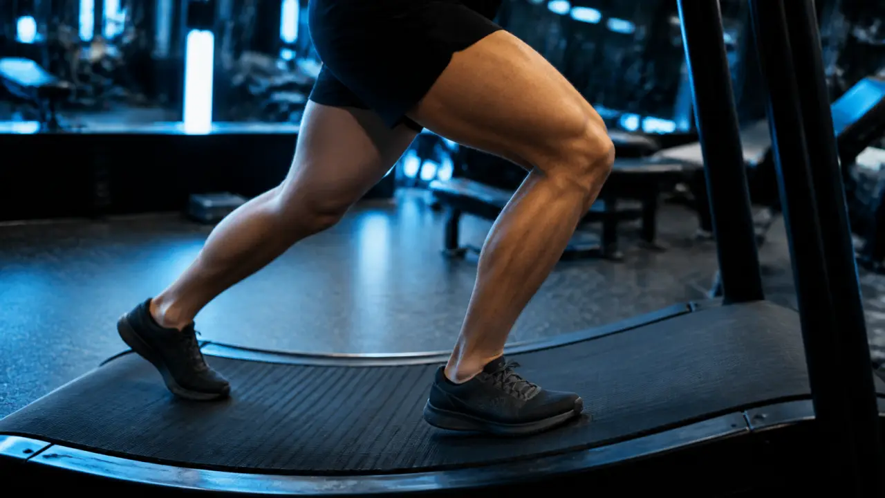 Coureur sur tapis de course incurvé non motorisé, effort jambes