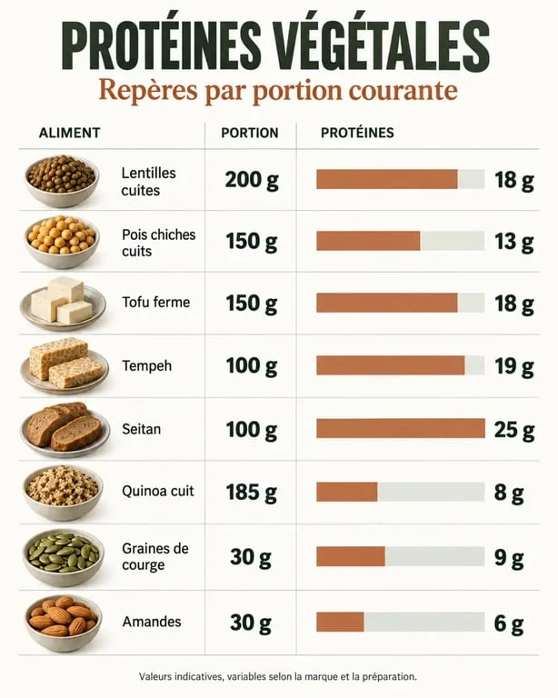 Infographie sur les protéines végétales et les principales sources alimentaires