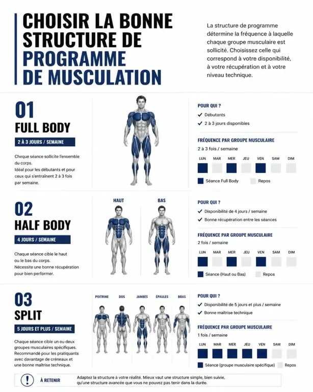 Créer son programme de musculation en ligne gratuit : choisir entre Full Body, Half Body et Split