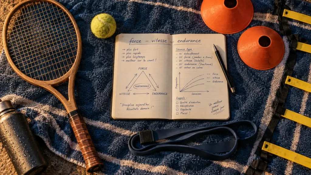 Tennis préparation physique : vitesse, stabilité, endurance avec plots et échelle
