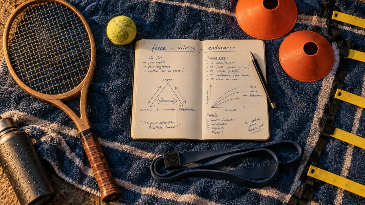 Tennis préparation physique : vitesse, stabilité, endurance avec plots et échelle