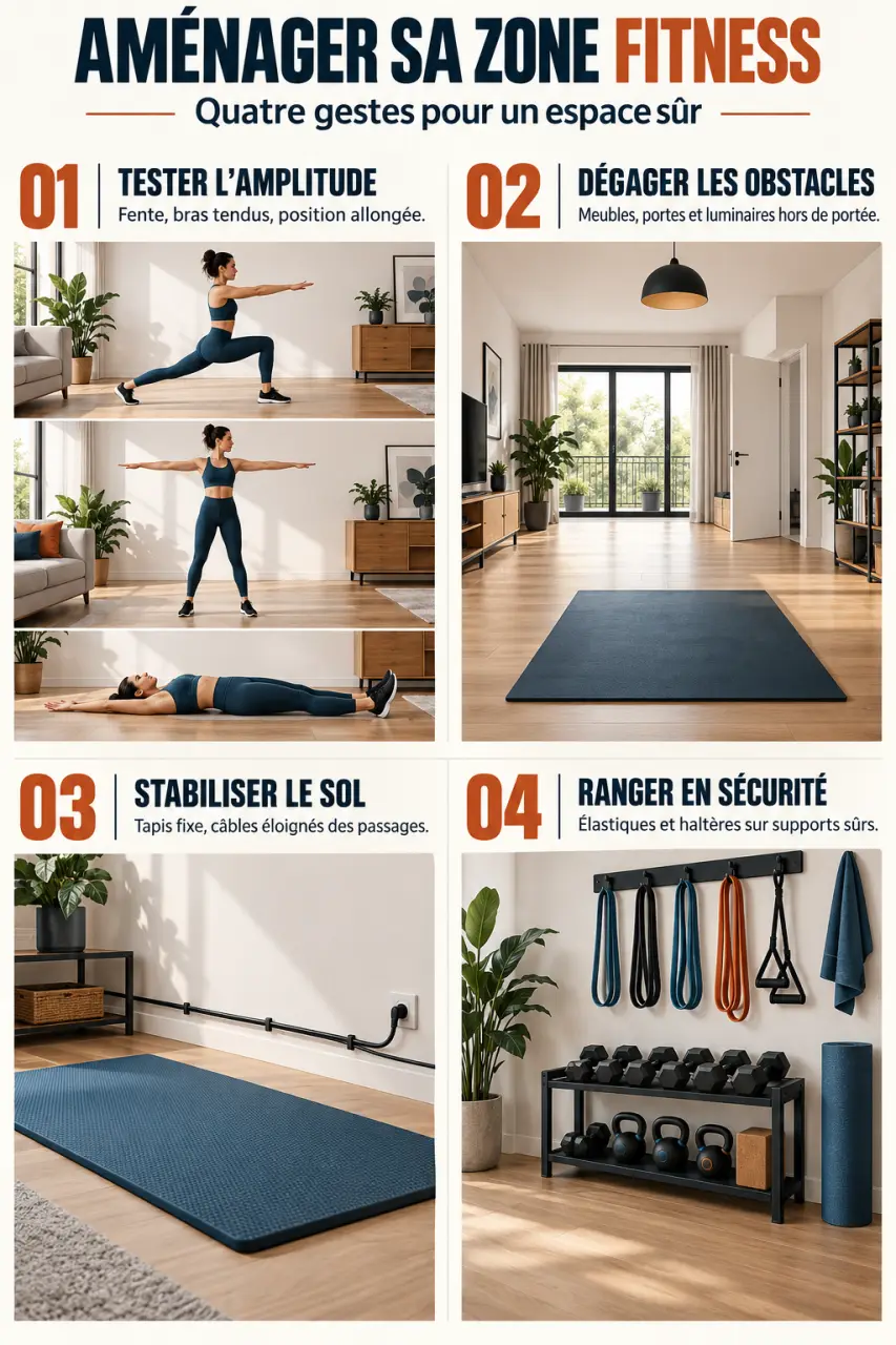Comment optimiser son espace pour pratiquer le fitness chez soi : mesurer, sécuriser et ranger une zone d’entraînement