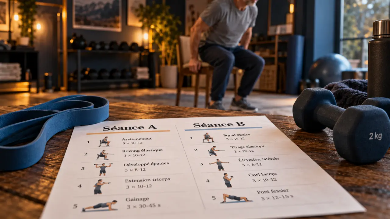 programme de musculation pour homme de 50 ans pdf : Séance A et Séance B, home-gym